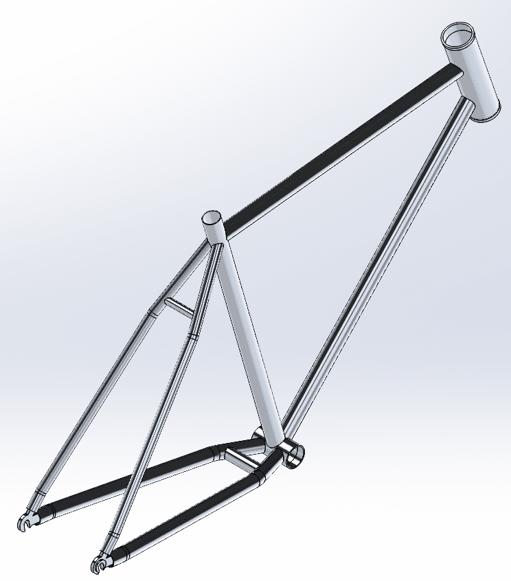 Isometric CAD model of the proposed lightweight hardtail bicycle frame