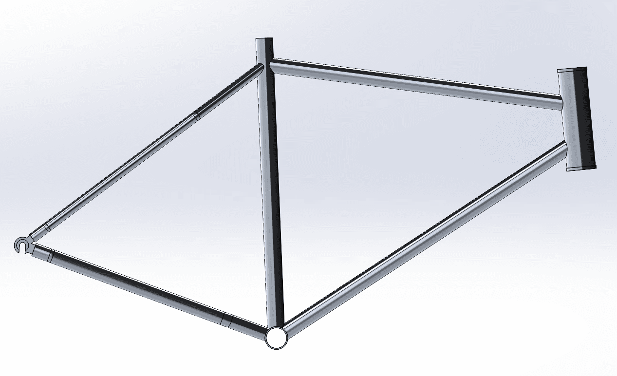 Side-view CAD model of the proposed hardtail bicycle frame