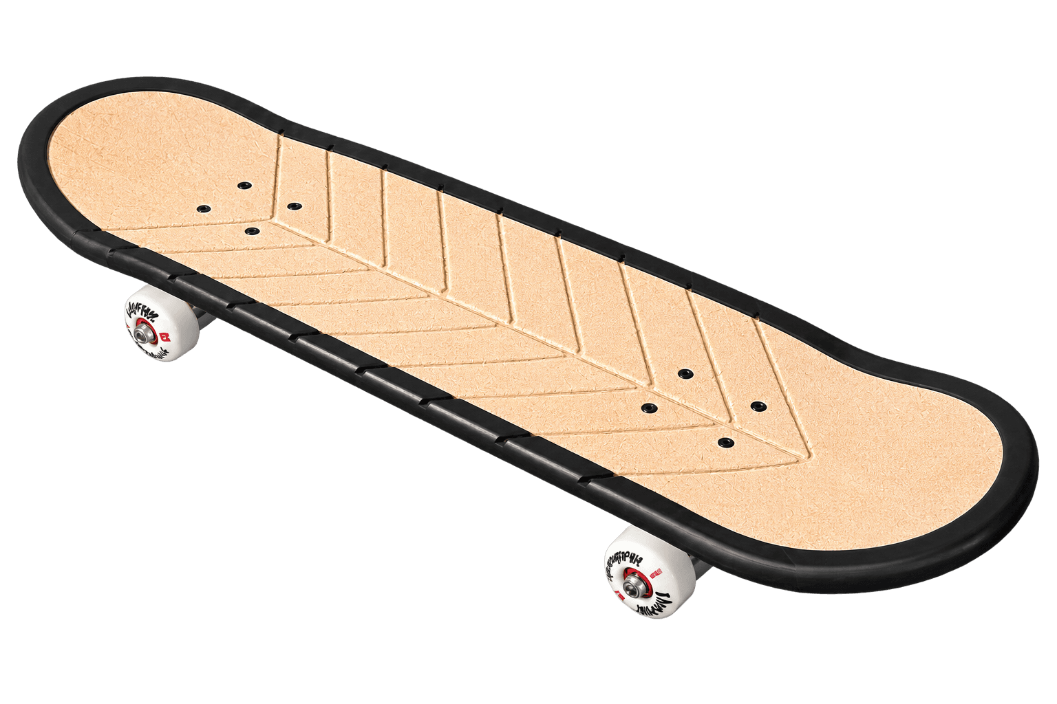 Clean isolated view of the completed Deck in the Rain skateboard